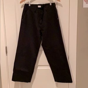 Oak and Fort black wide legged frayed jeans